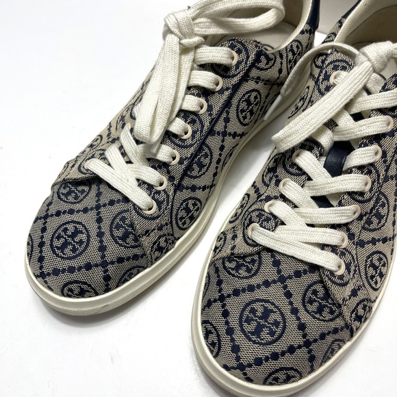 TORY BURCH T Monogram Logo Howell Court Sneakers in Perfect Navy Size 9 - Picture 7 of 16